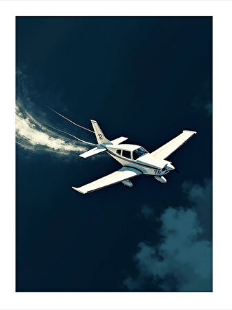 Gökyüzünde Uçan Küçük Uçak Model Ahşap Tablo