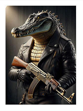 Ak-47 Tutan Karizmatik Timsah Modern Mdf Tablo