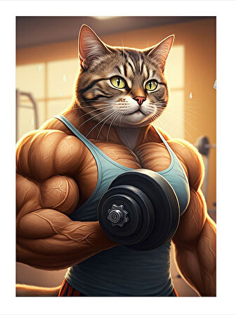 Kaslı Ve Güçlü Yeleli Kedi Figürü Tasarım Ahşap Tablo