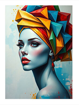 Modern Ve Geometrik Sanat Portresi Mdf Tablo