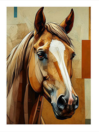 Detaylı At Portresi Desenli Mdf Tablo