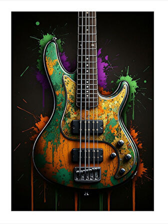 Renkli Desenli Gitar Hediyelik Mdf Tablo