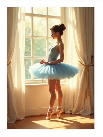 Balerin Cam Önünde Mdf poster