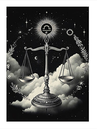Adalet Terazisi Çizimi Art Mdf Poster