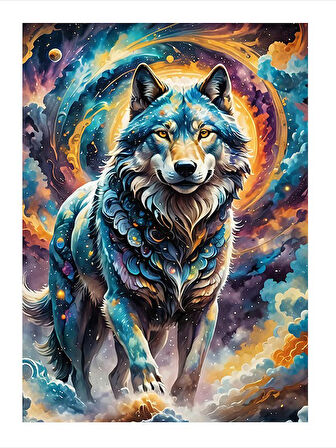 Renkli Kurt Figürü Dekoratif Mdf Tablo