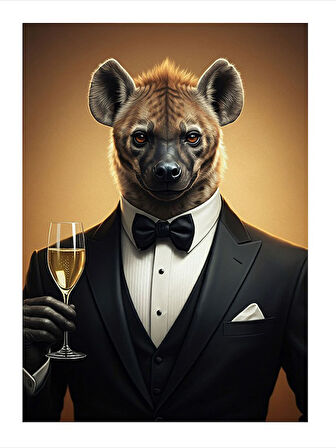 Şık Kıyafetli Sırtlan Şarapla Mdf poster