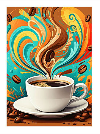 Soyut Renkli Kahve Art Mdf Tablo