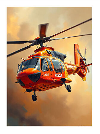 Arama Kurtarma Helikopteri Dekoratif Mdf Tablo