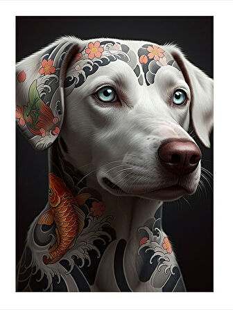 Sanatsal Desenli Köpek Modern Ahşap Tablo