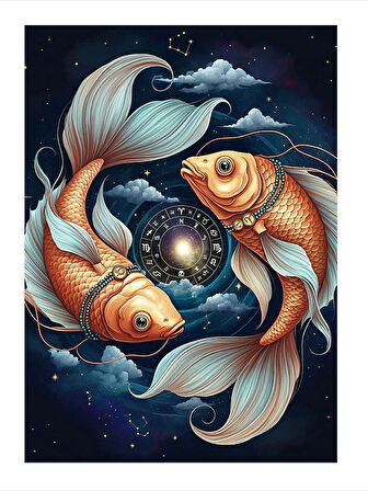 Yin Yang Temalı Balıklar Mdf poster