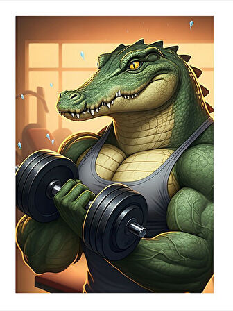 Ağırlık Kaldıran Timsah Mdf poster