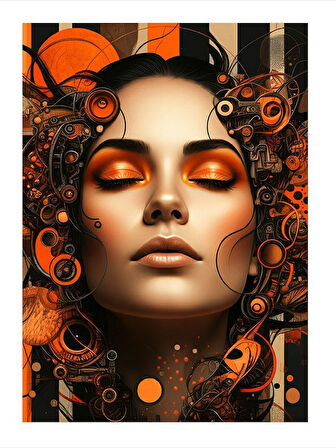 Turuncu Sanat Çizimi Mdf Tablo