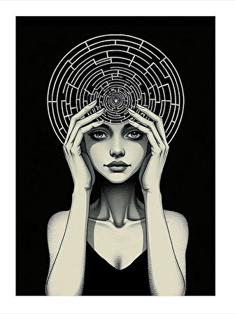 Zihnin Labirentleri Kadın Model Ahşap Tablo