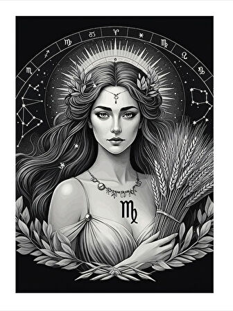 Başak Burcu Kadını Art Mdf Tablo