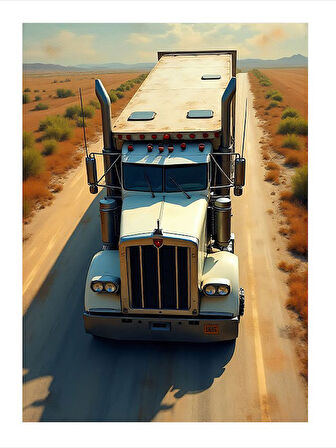 Çöl Yollarında Tır Art Mdf Poster