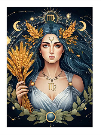 Başak Burcu Simgesi Tasarım Ahşap Tablo