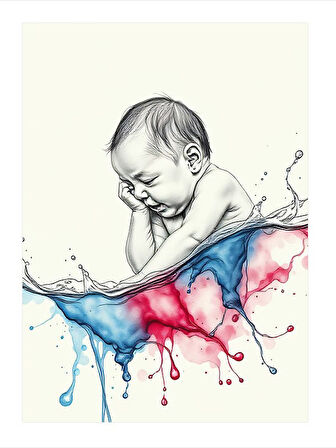 Suya Dokunan Bebek Desenli Mdf Tablo