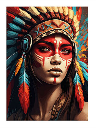 Savaşçı Kızılderili Kadın Mdf Tablo