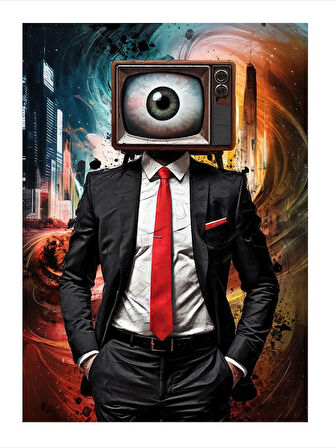 Tek Gözlü İş Adamı Desenli Mdf Tablo