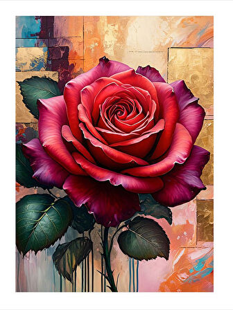 Tutkulu Kırmızı Gül Hediyelik Ahşap Tablo