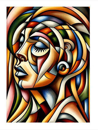 Soyut Kadın Portresi Model Ahşap Tablo