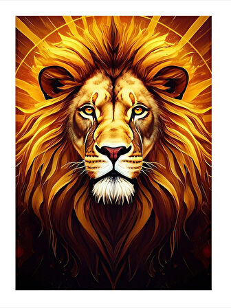 Asil Kralın Bakışı  Aslan Burcu Hediyelik Mdf Tablo