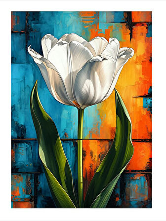 Zarif Beyaz Lale Mdf poster