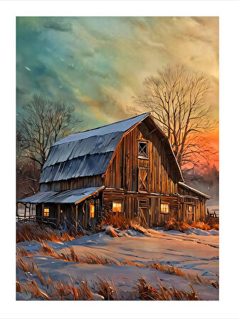 Kırsal Bölgedeki Ahşap Ev Dekoratif Mdf Tablo