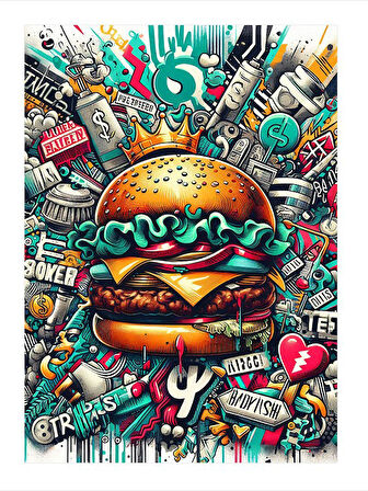 Hamburger Sanat Patlaması Art Mdf Tablo