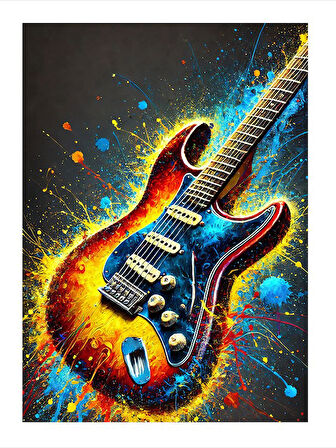 Elektro Gitarın Coşkusu Hediyelik Ahşap Tablo