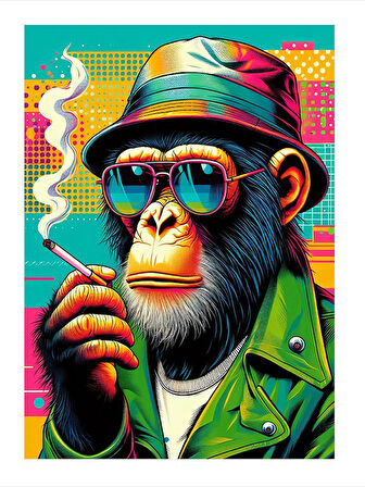 Gizemli Maymun Ve Sigara Mdf Tablo