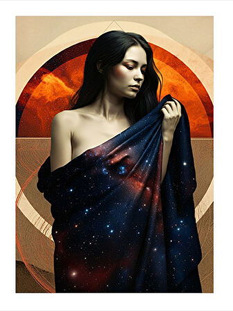 Yıldızların Altında Kadın Art Mdf Poster