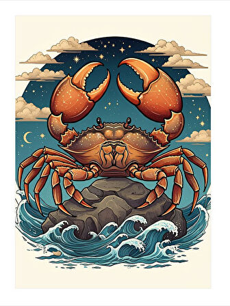 Yengeç Burcu Tasarım Ahşap Tablo