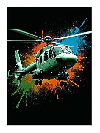 Helikopterin Renkli Hızı Dekoratif ahşap Tablo