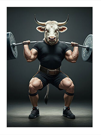 Güçlü Ve Kaslı Boğa Desenli Mdf Tablo