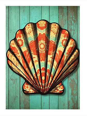 Renkli Deniz Kabuğu Hediyelik Mdf Tablo
