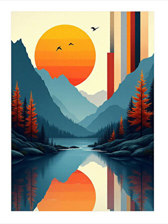 Dağların Huzurlu Manzarası Hediyelik Mdf Tablo