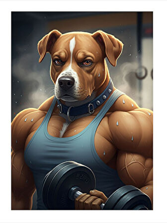 Kaslı Köpek Gücü Hediyelik Ahşap Tablo