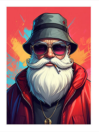 Güneş Gözlüklü Santa Mdf Tablo