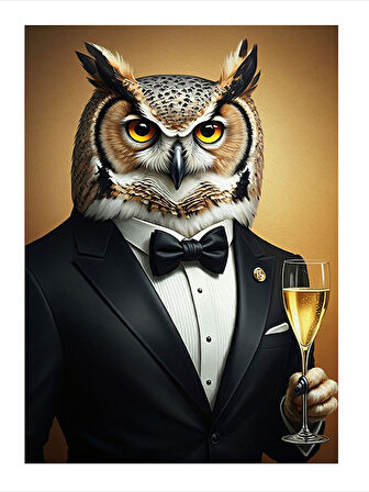 Bilge Baykuş Ve Şıklık Model Ahşap Tablo