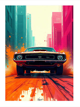 Retro Araba Tutkusu Hediyelik Ahşap Tablo