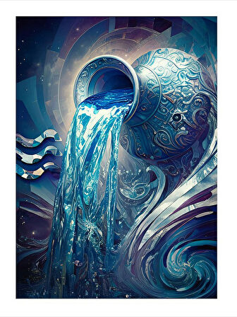 Kova Burcu Dekoratif ahşap Tablo