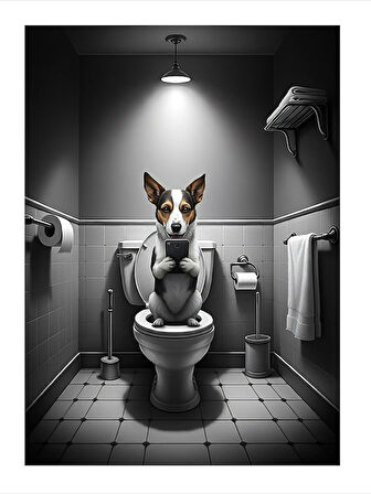 Tuvaletteki Köpek Model Mdf tablo