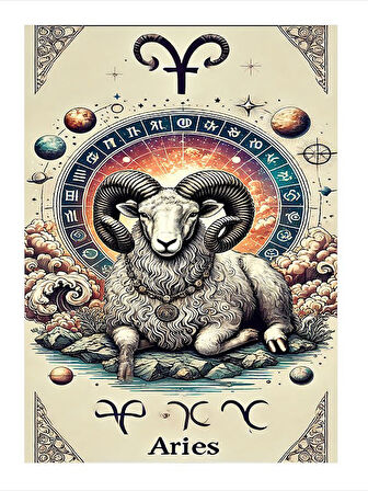 Koç Burcunun Gücü Model Ahşap Tablo