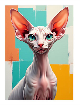 Zarif Sfenks Kedisi Hediyelik Ahşap Tablo