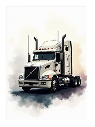 Yolda Güçlü Kamyon Tasarım Ahşap Tablo