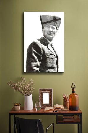 Atatürk Cam Tablo Portre Cam Tablo Duvar Dekoru Atatürk Portresi Kırılmaz Cam Solmaz Baskı 004