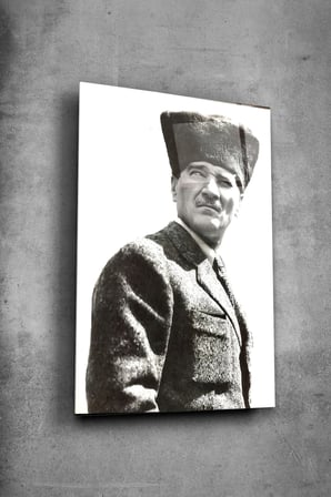 Atatürk Cam Tablo Portre Cam Tablo Duvar Dekoru Atatürk Portresi Kırılmaz Cam Solmaz Baskı 004