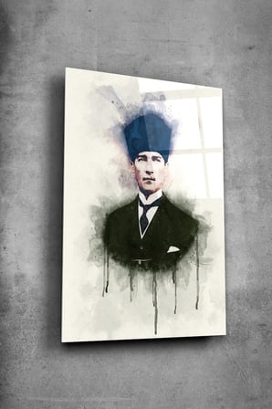 Atatürk Cam Tablo Portre Cam Tablo Duvar Dekoru Atatürk Portresi Kırılmaz Cam Solmaz Baskı 034