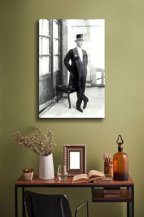 Atatürk Cam Tablo Portre Cam Tablo Duvar Dekoru Atatürk Portresi Kırılmaz Cam Solmaz Baskı 035